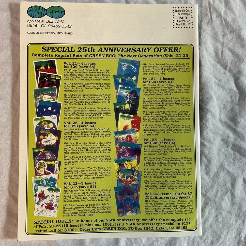 GREEN EGG MAGAZINE- Wiccan Magazine Vol XXVI #102 Autumn 93
